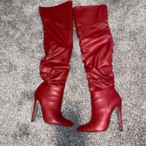Red thigh high boots from shoe dazzle